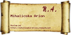 Mihalicska Arion névjegykártya